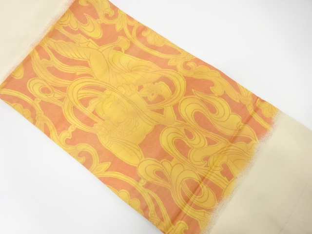 天女模様織り出し　名古屋帯